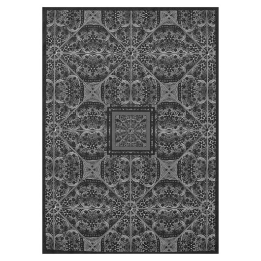 Keramische kant zwart tafelkleed (Voorkant)