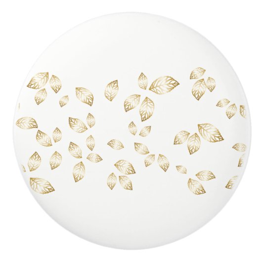 Keramische kast Knob-Gold Bladeren Keramische Knop (Voorkant)