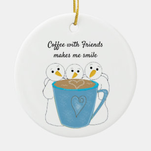 Keramische kerstbal - Koffie delen met vrienden Keramisch Ornament