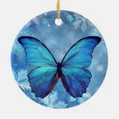 Keramische kerstboomornament Blue Morpho Butterfly Keramisch Ornament (Achterkant)