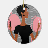 Keramische kerstversieringen met haarstylist keramisch ornament (Links)