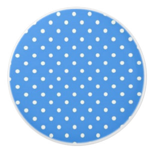 Keramische Knob/White Polka Dots-Blue Background Knop
