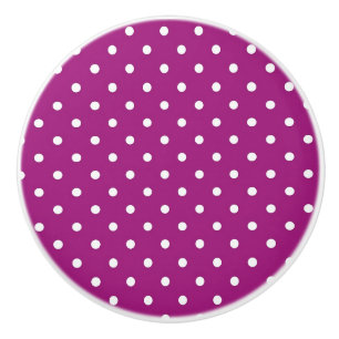 Keramische Knob/White Polka Dots-Paars Achtergrond Knop