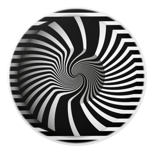 Keramische Knobs - Psychedelic Art Swirl B/W Knop (Voorkant)