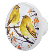 Keramische Knobs - Twee Amerikaanse Gele Warbler Keramische Knop (Rechts)