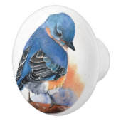 Keramische Knobs - Waterverven Blauwe Vogel Keramische Knop (Rechts)