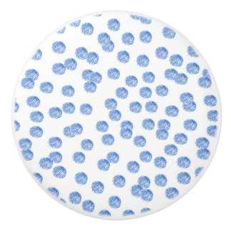 Keramische knop met blauwe stippen