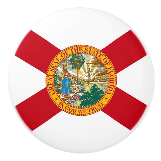 Keramische knop pull met vlag van Florida, Verenig (Voorkant)