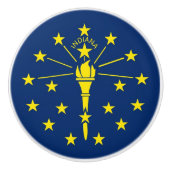 Keramische knop pull met vlag van Indiana State, V (Voorkant)