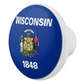 Keramische knop pull met vlag van Wisconsin State (Rechts)