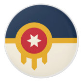 Keramische knop trekken met vlag van Tulsa, Oklaho (Voorkant)