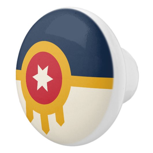 Keramische knop trekken met vlag van Tulsa, Oklaho (Rechts)