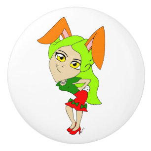 keramische knop voor chibi bunnygirl