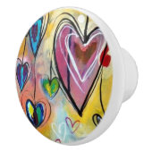 Keramische knoppen - Multikleurenharten Design 2 (Rechts)