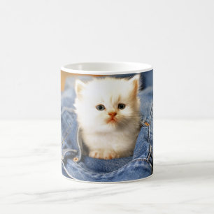 Keramische koffie Mok-Blue Jean Kitten Koffiemok