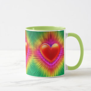 Keramische koffie mok psychedelische hart ontwerp.