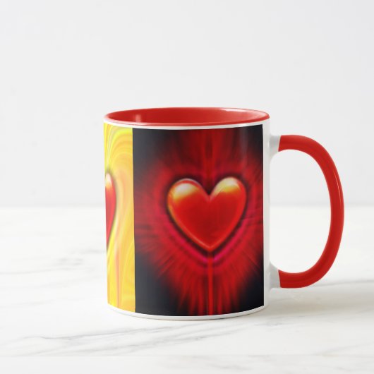 Keramische koffie mok.Rood zwart geel hart ontwerp Mok (Rechts)