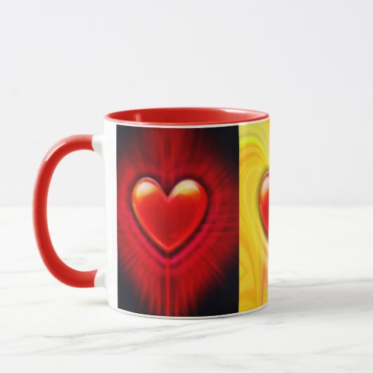 Keramische koffie mok.Rood zwart geel hart ontwerp Mok (Links)