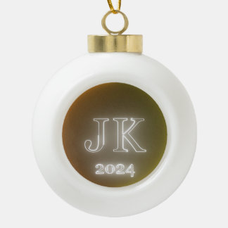 Keramische kogeldecoratie JK 2024 Sinaasappel geel Bal Ornament