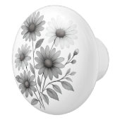 Keramische ladeknop / pull met B & W floral design Keramische Knop (Rechts)