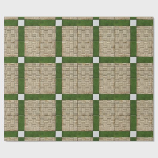 Keramische mediterrane tegels groene grijs cadeaupapier (Vlak)