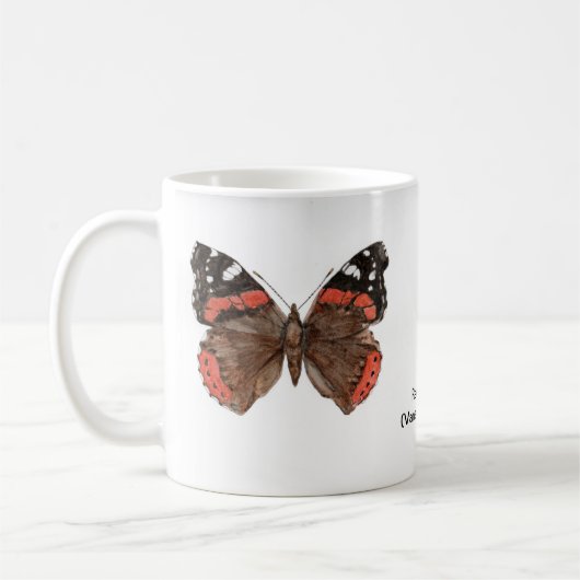 Keramische mok met een Rood Admiral-vlinderontwerp (Links)