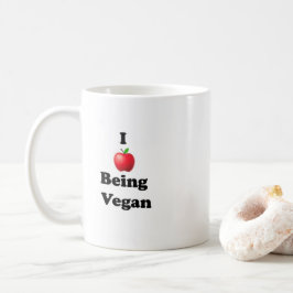 Keramische mok met I Love Being Vegan-design