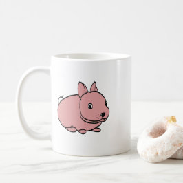 Keramische mok met roze konijn ontwerp