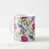Keramische mok met vogel- en bloemenprint (Voorkant links)