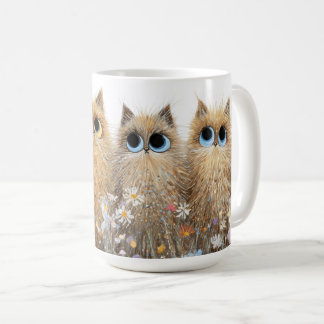 Keramische mok - Schattige harige katten en bloeme