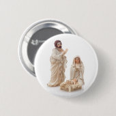 Keramische nativiteitsscène ronde button 5,7 cm (Voorkant /achterkant)