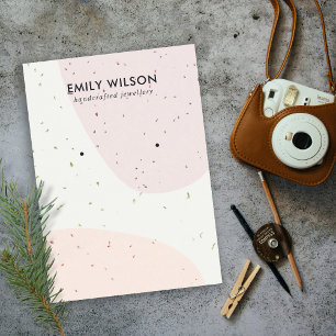 KERAMISCHE PERZIK ROZE BLUSH WAVE STUD OORBEL DISP VISITEKAARTJE