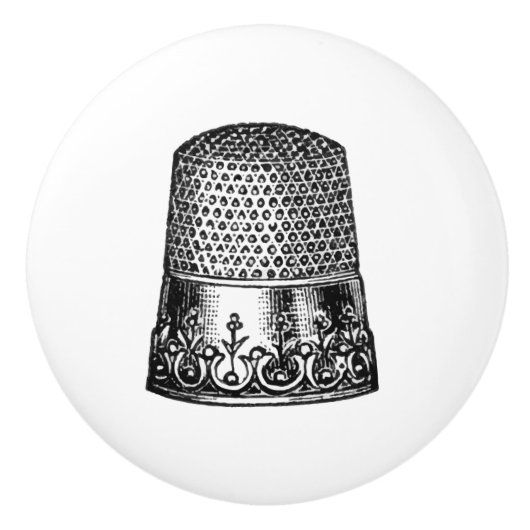 Keramische schedel -  naaigeltje, duimbaar knop (Voorkant)