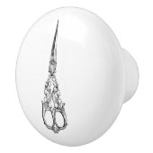 Keramische schedel - naaigeltje, schaar knop (Rechts)