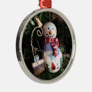 Keramische Snowman-fotografie Metalen Ornament