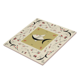 Keramische tapijten, FABULOUS 1950s FISH Retro  Tegeltje