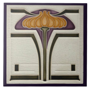 Keramische tegel - Art Nouveau Floral Tegeltje