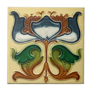 Keramische tegel - Art Nouveau Floral Tegeltje