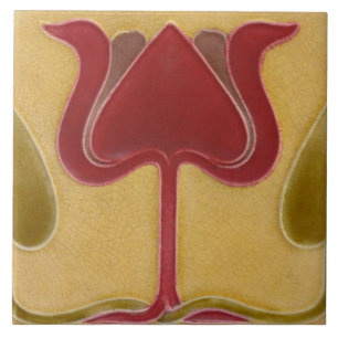 Keramische tegel - Art Nouveau tulp met vintage ui Tegeltje