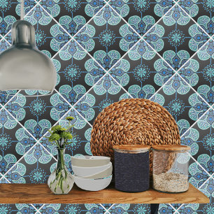 Keramische Tegel blauw en groen repeating Tegeltje