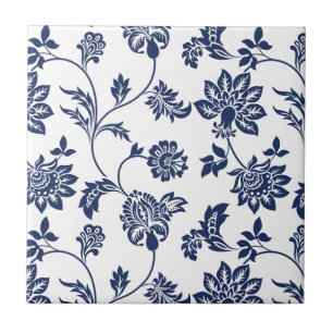 Keramische tegel - Blauw en wit bloempatroon Tegeltje