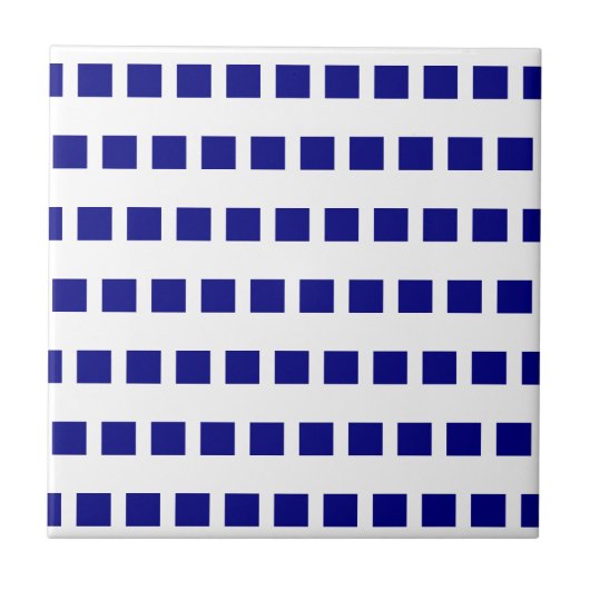 Keramische tegel blauw en wit geruit tegeltje (Voorkant)