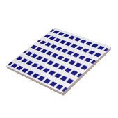 Keramische tegel blauw en wit geruit tegeltje (Zijkant)