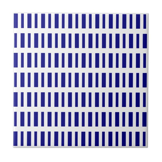 Keramische tegel blauw-wit gestreept tegeltje (Voorkant)