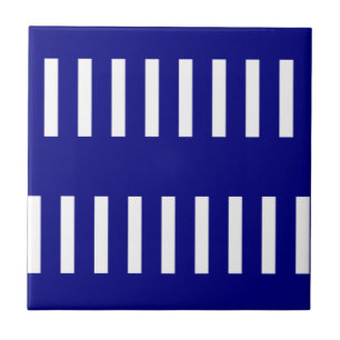 Keramische tegel blauw-wit gestreept tegeltje