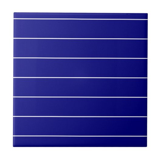 Keramische tegel blauw & witte streep tegeltje (Voorkant)