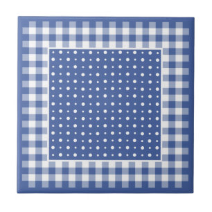 Keramische Tegel, Donkerblauwe Polka Dots en Contr Tegeltje