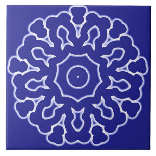 Keramische Tegel, een elegant blauw & wit ontwerp  Tegeltje