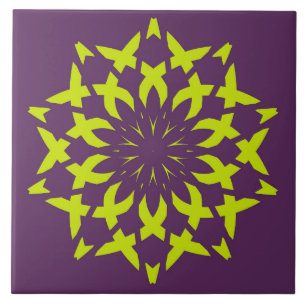 Keramische Tegel, een elegant kastanjebruin & groe Tegeltje