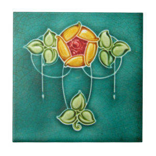 Keramische tegel - Floral Art Nouveau Tegeltje